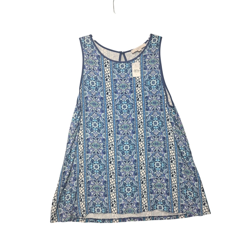 LOFT Ann Taylor Womens Large Blue Medallion Floral Sleeveless Tank Top NWT